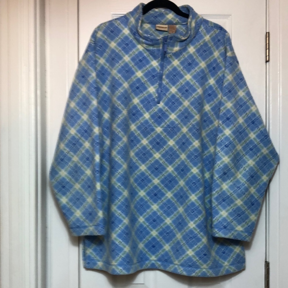 Crossroads SZ XL blue, green, yellow, quarter zip, pullover fleece, great cond.